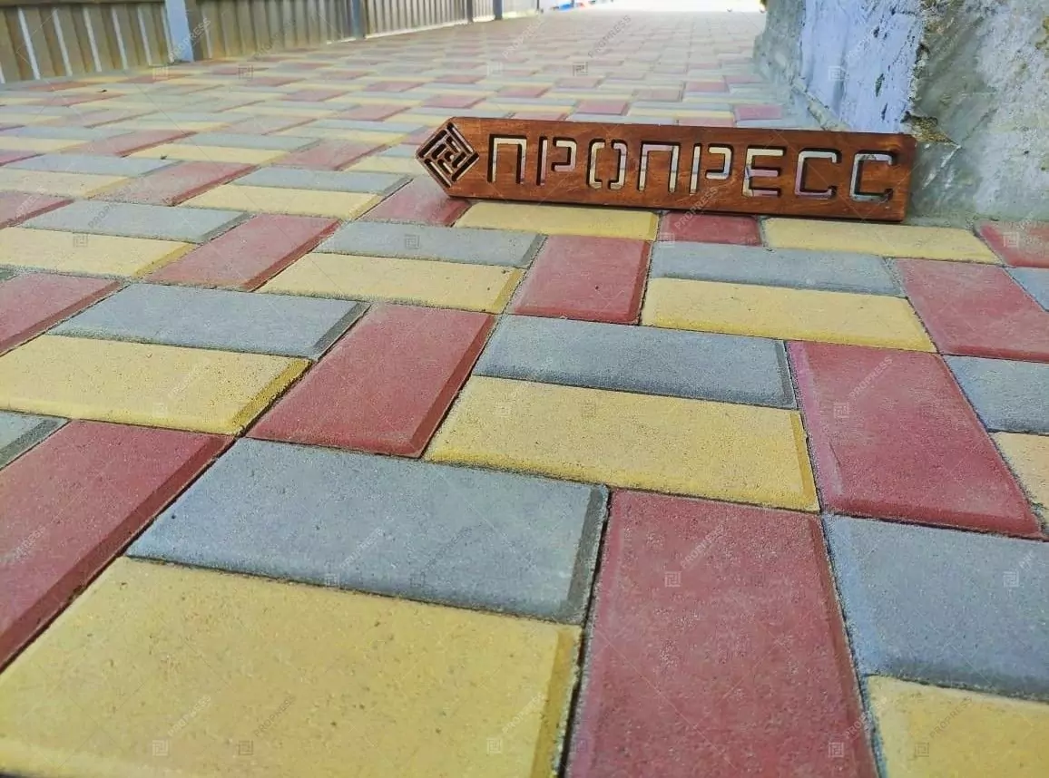 Тротуарная плитка Кирпичик Жёлтый, фактура гладкий, гранитная, мрамор, высота 40 мм, 60 мм, 80 мм-17